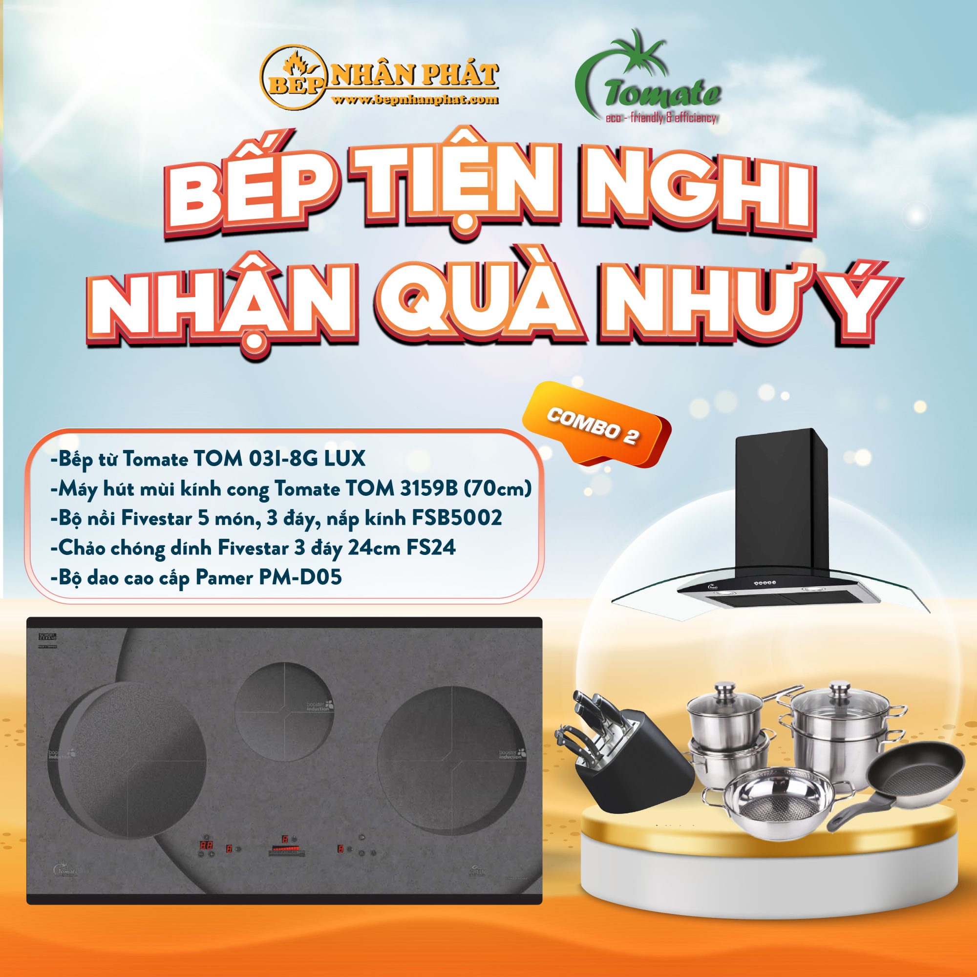 COMBO BẾP TỪ TOMATE TOM 03I-8G LUX 4