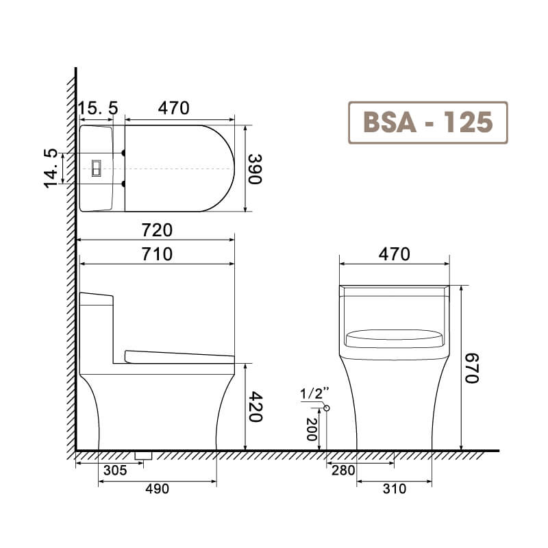 Bồn Cầu 1 khối Basics American Stylish BSA-125 9