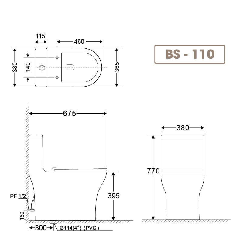 Bồn Cầu 1 khối Basics Ultra Slim BS-110 9