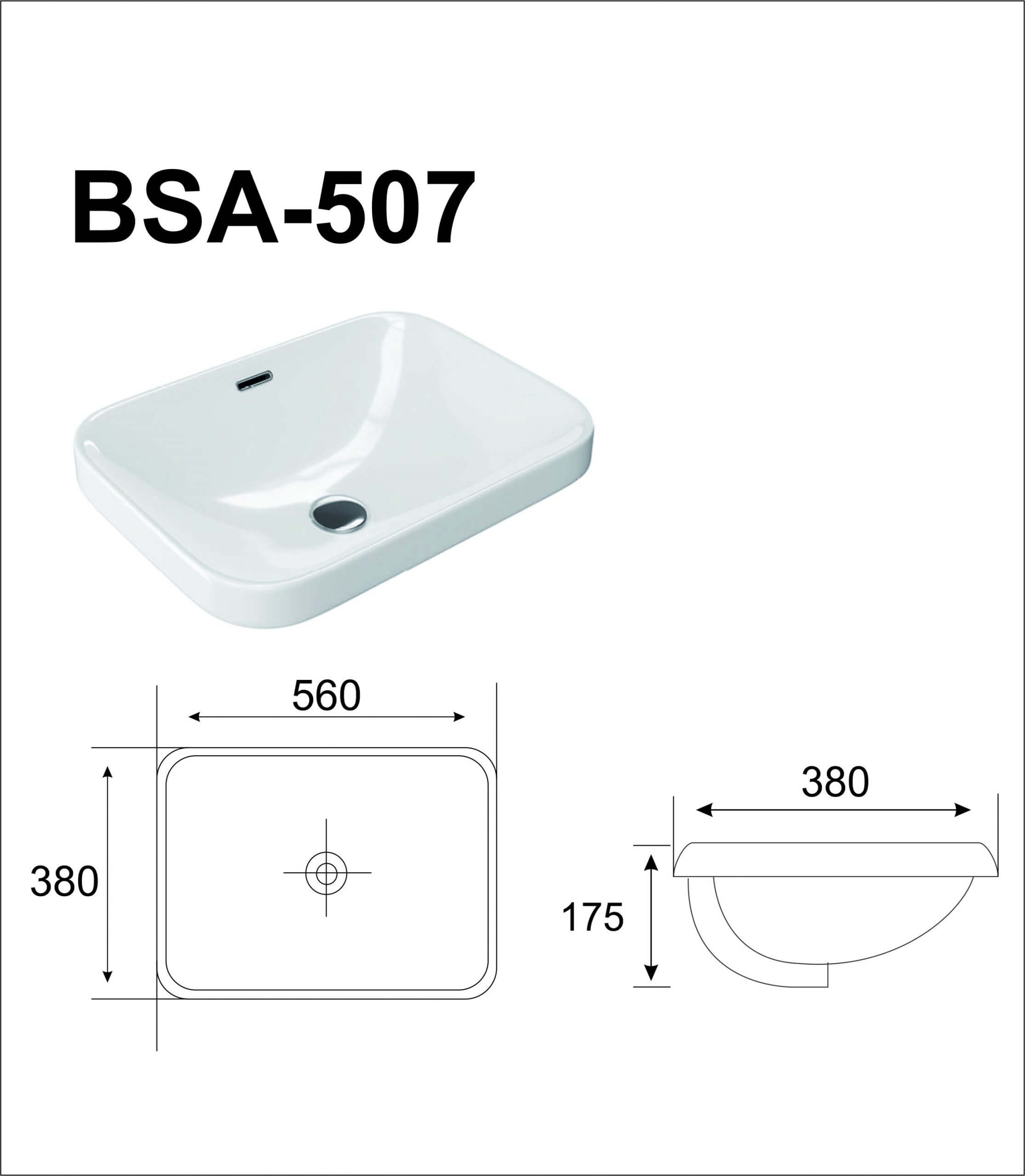 Chậu lavabo đặt dương vành Basics BSA-507 5