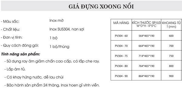 Giá đựng xoong nồi inox 304 Grob PV304-60/PV304-70/PV304-75/PV304-80/PV304-90 4
