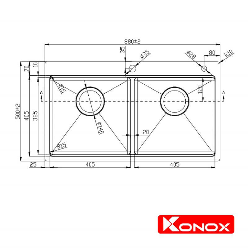 Chậu Rửa Chén Konox Workstation Sink – Topmount Sink KN8850TD 5