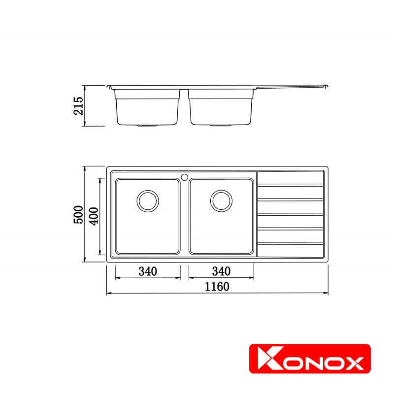 Chậu Rửa Chén Konox European sink Premium KS11650 2B 5