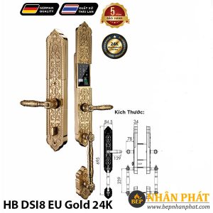 Khóa cửa vân tay đại sảnh tân cổ Hubert HB DSI8 EU Gold 24K
