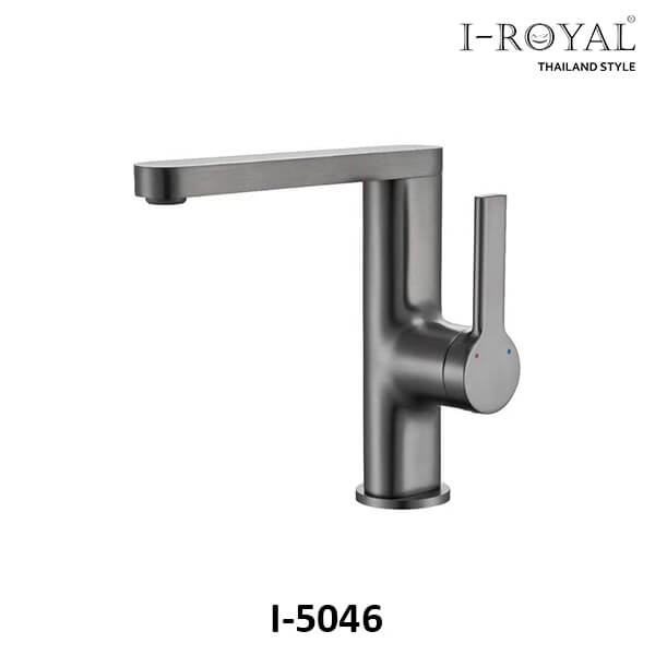 VÒI LAVABO NÓNG LẠNH ĐỒNG SƠN TĨNH ĐIỆN XÁM I-ROYAL I-5046 1