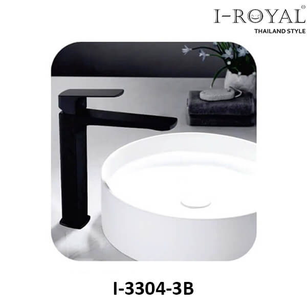 VÒI LAVABO NÓNG LẠNH ĐỒNG THAU MẠ ĐIỆN ĐEN I-ROYAL I-3340-3B 2