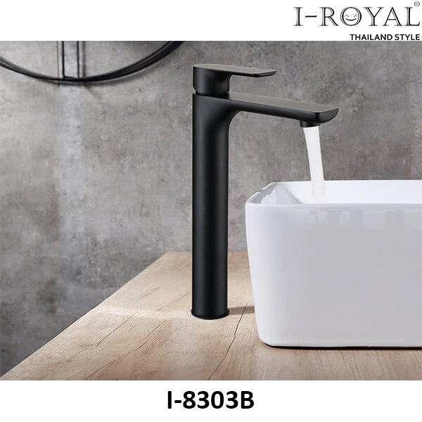 VÒI LAVABO NÓNG LẠNH ĐỒNG THAU MẠ ĐIỆN ĐEN I-ROYAL I-8303B 2